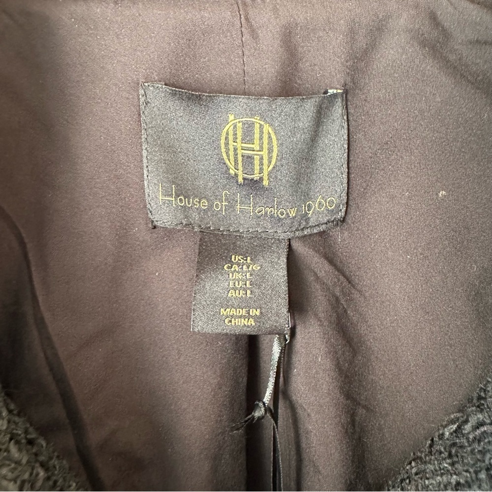 NEW! House of Harlow 1960 Tweed Jacket/Raw Hem/ Snap Front/Front Pockets/Black - Picture 8 of 15